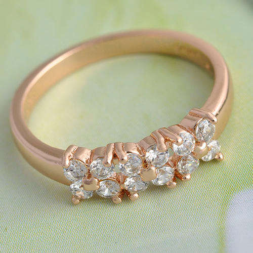 9k Rose Gold Filled Clear CZ Women's 3-Clover Rings ,Size 6